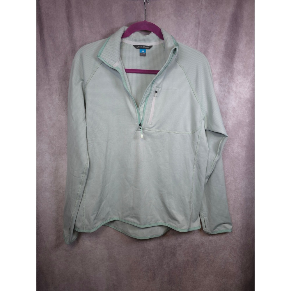 Eddie Bauer Women's Light Blue Quarter Zip Fleece Pullover FreeHeat Size PL